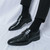 Men's black check pattern wingtip brogue derby dress shoe 03