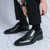 Men's black check pattern wingtip brogue derby dress shoe 08