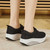 Women's black weave accents lace up rocker bottom shoe sneaker 10