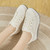 Women's beige weave accents lace up rocker bottom shoe sneaker 03