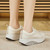 Women's beige weave accents lace up rocker bottom shoe sneaker 08