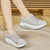 Women's grey weave accents lace up rocker bottom shoe sneaker 03