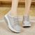 Women's grey weave accents lace up rocker bottom shoe sneaker 05