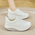 Women's white weave accents lace up rocker bottom shoe sneaker 04