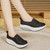 Women's black stripe block lace accents rocker bottom shoe sneaker 02
