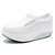 Women's white causal plain slip on rocker bottom shoe sneaker 01