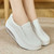 Women's white causal plain slip on rocker bottom shoe sneaker 04