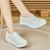 Women's white causal plain slip on rocker bottom shoe sneaker 06