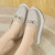 Women's grey causal top metal buckle slip on rocker bottom shoe 06