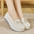 Women's beige causal top butterfly lace slip on rocker bottom shoe 03