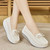 Women's beige causal top butterfly lace slip on rocker bottom shoe 09