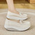 Women's beige causal top butterfly lace slip on rocker bottom shoe 10
