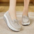 Women's grey causal top butterfly lace slip on rocker bottom shoe 03