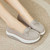 Women's grey causal top butterfly lace slip on rocker bottom shoe 10