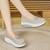 Women's grey causal top butterfly lace slip on rocker bottom shoe 09