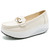 Women's beige causal top metal buckle slip on rocker bottom shoe 01