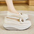 Women's beige causal top metal buckle slip on rocker bottom shoe 07