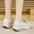 Women's beige causal top metal buckle slip on rocker bottom shoe 08