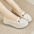 Women's beige causal top metal buckle slip on rocker bottom shoe 10