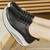 Women's black plain lace accents rocker bottom shoe sneaker 02