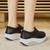 Women's black plain lace accents rocker bottom shoe sneaker 03