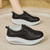 Women's black plain lace accents rocker bottom shoe sneaker 04