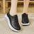 Women's black plain lace accents rocker bottom shoe sneaker 10