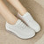 Women's white plain lace accents rocker bottom shoe sneaker 07