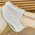 Women's white plain lace accents rocker bottom shoe sneaker 08