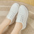 Women's white plain lace accents rocker bottom shoe sneaker 10