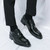 Men's black retro accent square toe derby dress shoe 07