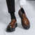 Men's brown retro croc skin pattern thick sole derby dress shoe 05