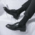 Men's black retro croc skin pattern derby dress shoe 06