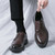 Men's brown retro croc skin pattern derby dress shoe 05