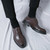 Men's brown retro croc skin pattern derby dress shoe 04