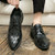 Men's black retro check pattern point toe derby dress shoe 03