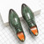 Men's green retro crocodile skin pattern point toe derby dress shoe 07