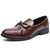 Men's brown retro brogue bow tassel slip on dress shoe 01 Men's brown retro brogue bow tassel slip on dress shoe 01