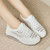 Women's white plain pattern punching rocker bottom shoe sneaker 09 Women's white plain pattern punching rocker bottom shoe sneaker 09