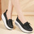 Women's black retro canvas low cut lace rocker bottom shoe sneaker 06