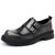 Men's black retro curved toe monk strap slip on dress shoe 01