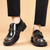 Men's black retro curved toe monk strap slip on dress shoe 03