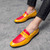 Men's yellow red two tone penny strap slip on dress shoe 03