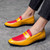 Men's yellow red two tone penny strap slip on dress shoe 04