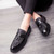 Men's black patent sequins accents top tassel slip on dress shoe 04