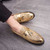 Men's golden patent sequins accents top tassel slip on dress shoe 04