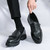 Men's black retro croc pattern thick sole monk strap slip on dress shoe 06