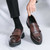Men's brown retro croc pattern thick sole monk strap slip on dress shoe 02