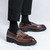 Men's brown retro croc pattern thick sole monk strap slip on dress shoe 03