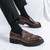 Men's brown retro croc pattern thick sole monk strap slip on dress shoe 07